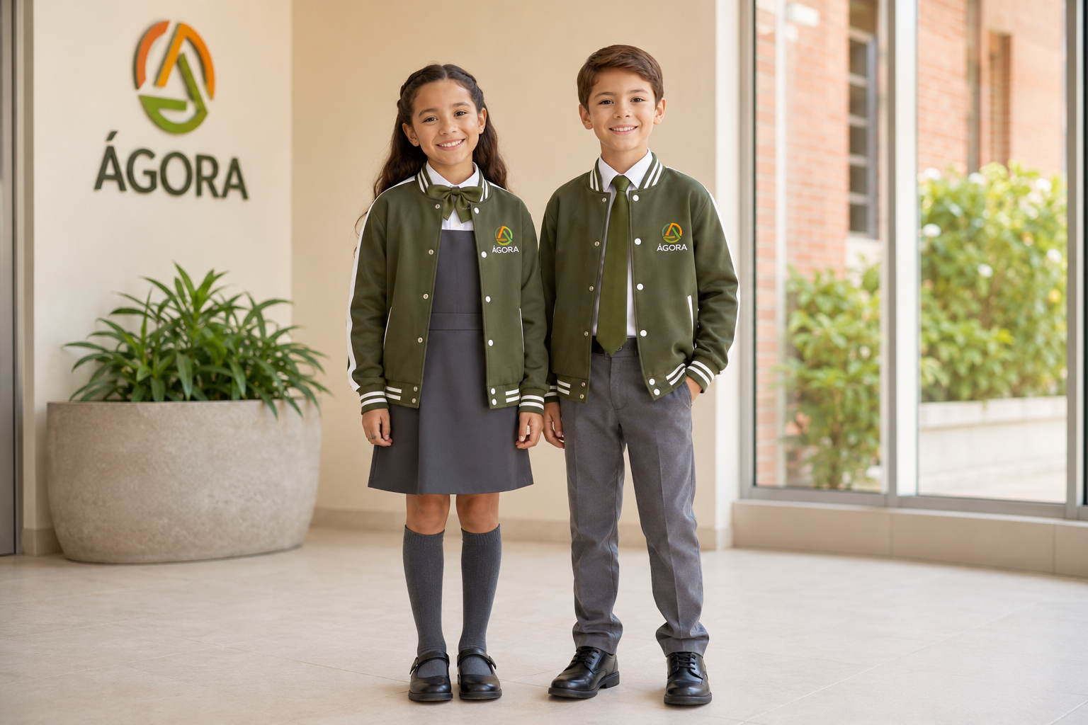 Estudiante del Colegio Ágora como referencia visual del uniforme escolar